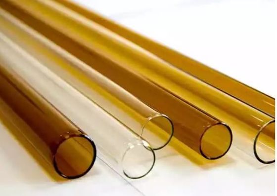 Jelas Dan Kuning Tidak Ada Lubang Tabung Kaca Borosilikat Bulat Diameter Besar